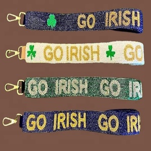 Go Irish Beaded Purse Strap Handmade Stylish Bag <b>Accessory</b> with Customization Cotton Foundation Sports Style Perfect for Gameday - Product Image 2