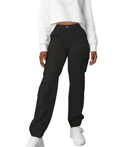 Pantalon cargo en toile léger pour homme et femme, longueur totale, avec taille élastique, poches tendance, vêtements, pantalon d'automne - Product Image 1