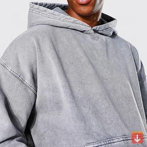 Premium Quality Men's Long Sleeve Pullover Hoodie 100% Cotton Acid Washed Solid Thermal Color for Winter - Product Image 3