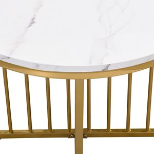 Modern 2-Piece White <b>Nesting</b> Coffee <b>Table</b> Set with Marbling Top & Gold Base - Product Image 6