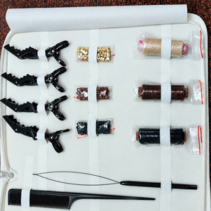 Kit d'outils professionnels pour extensions de cheveux : micro-anneaux, pince, enfileur, ciseaux, pinces, peigne – Kit complet pour salon de coiffure - Product Image 3