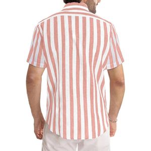 Chemise rayée en gros à col campiste en lin et coton, coupe ample, respirante, idéale pour les vacances à la plage et l'été - Product Image 2