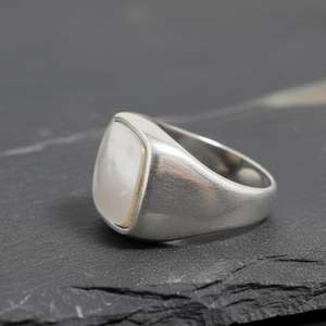 Anillo de nácar, plata de ley 925, piedra natural de concha, hecho a mano, estilo bohemio, joyería llamativa, regalo para mujer - Product Image 4