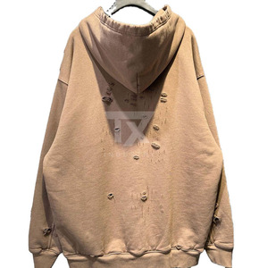 เสื้อมีฮู้ดแบบสวมหัวผ้าฟลีซผ้าฝ้าย100% ฟอกสีกรดแบบคลาสสิกสำหรับฤดูหนาว - Product Image 2