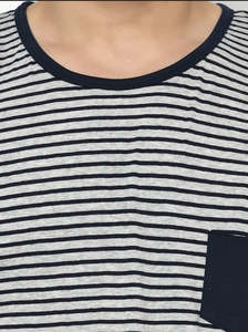 Camiseta sin mangas a rayas para hombre, cuello redondo, informal, de punto, de algodón, transpirable, con bolsillo - Product Image 5