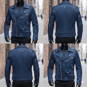 Chaqueta clásica de invierno de cuero genuino con pelo de vaca para hombre - Product Image 5