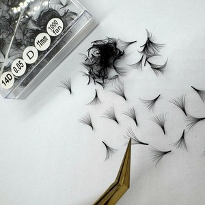 Extensions de cils en cheveux synthétiques de qualité supérieure 10D-20D, naturelles, longues et étroites, courbures CC/DD/M/L, bouquets de volume préfabriqués, doux, mats, haute qualité - Product Image 2