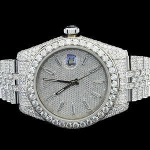 Reloj de Diseño Excepcional con Función de Fecha Automática, Estilo Hip Hop, Diamante Moissanite, Movimiento de Cuarzo, Acero Inoxidable, Joyería Fina - Product Image 1