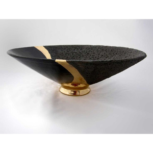 Bol de service de luxe en métal de qualité supérieure, noir et doré, pour la maison, l'hôtel et la restauration, articles de cuisine élégants. - Product Image 1