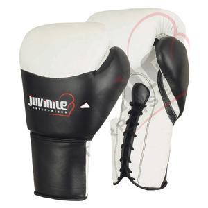 Gants de boxe professionnels imperméables en cuir véritable avec poignées, sangle de poignet réglable, fermeture à lacets, rembourrés pour usage quotidien en extérieur - Product Image 1
