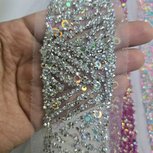 Chaîne de strass colorée et dense, garniture à dos plat à coudre, chaîne de cristaux pour mariage, applique brodée en ABS, colle pour vêtements - Product Image 1