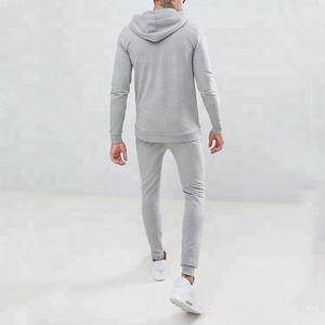 Factory Direct Wholesale Men's Homme Plain Fleece Hooded Track Suit WIth Full Zip Survetement Blank Zipper Sweat Suit - Product Image 3