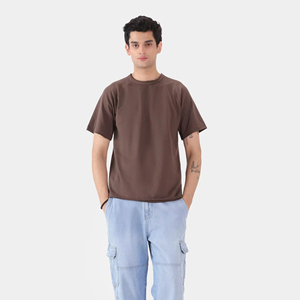 Camiseta de malla unisex oversize de algodón con hombros caídos y manga corta, estilo casual y streetwear. - Product Image 1