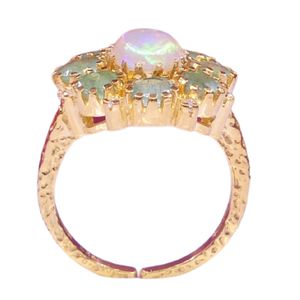 Vintage Classic 22k Gold Plated Gemstone <b>Opal</b> Cluster Cocktail <b>Ring</b> Crown Design for Women's Wedding Engagement Anniversary Gift - Product Image 3