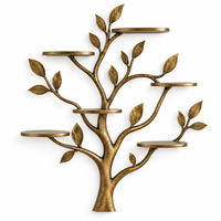 Étagère murale antique en forme de branche d'arbre dorée, support de présentation de feuilles botaniques, décoration d'intérieur sculpturale inspirée de la nature, étagère décorative |   Metalmark