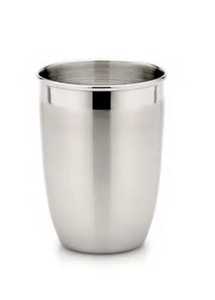 Vaso de agua premium de acero inoxidable con forma de barriga, acabado brillante tipo espejo, vaso curvo de metal para beber, para suministro en hoteles y restaurantes. - Product Image 3