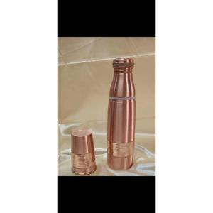 Health Hygenic Certified Real Copper Water Bottle With Glass Hammered Texture Reusable Nice Quality Bottle For Office Drinking - Product Image 1