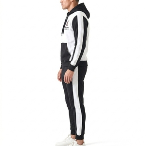 Survêtements de sport unisexes OEM coupe classique, tenue de jogging décontractée noire unie personnalisée, survêtement de sport respirant en molleton - Product Image 6
