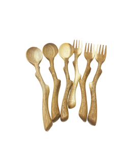 Cuchara y tenedor de madera tallada a mano de Cocina Asiática de tendencia caliente/vajilla de madera de Acacia tallada a mano de Vietnam - Product Image 6