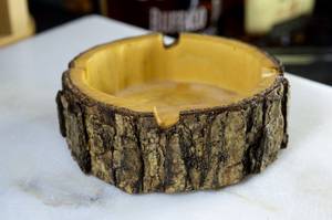 Handmade Wooden <b>Ashtray</b>, Rustic Bark Rim Household Groove Wood Cigar <b>Ashtray</b> Anti-Fall Easy to Clean with Natural Look - Product Image 5