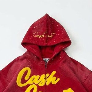 Conjuntos de Sudadera con Capucha y Pantalones Cortos Rojos con Pedrería para Hombre, Personalizados con Logotipo, Ropa Deportiva de 2 Piezas para Niños, Estilo Hip Hop - Product Image 6