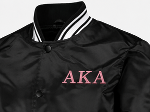 Customizable Satin Alpha kapa Alpha Bomber Alpha Varsity <b>Jacket</b> Xi Theta Phi Beta Tau custom Chi Mu embroidered Front Back logo - Product Image 6