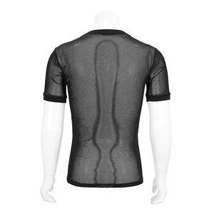 Wholesale Adult Men's <b>Fishnet</b> Shirt Mesh Short Sleeve Pullover Formal 100% Cotton Regular Fit T-Shirt with OEM - Product Image 3