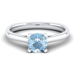 Bague solitaire REYES en argent sterling 925 avec pierre précieuse aigue-marine, nouveau design, délicate, pierre de naissance, pour usage quotidien, bijoux fins - Product Image 1