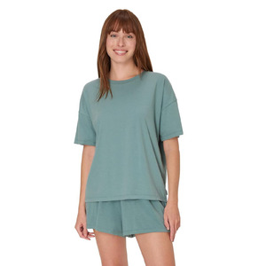 Ensemble t-shirt et short unisexe grande taille décontracté respirant en coton tricoté 100% à col rond et manches courtes coupe classique - Product Image 1