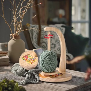 <b>Wooden</b> Yarn Holder Knitting Crochet Yarn <b>Ball</b> Stand Magnetic Rotating Anti Slip Portable <b>Craft</b> Accessory - Product Image 4