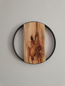 Modern Silent Quartz Analog Wall <b>Clock</b> Wood Grain Design Shape Metal Frame Battery Powered Simple <b>Art</b> for Living Room Home Decor - Product Image 4
