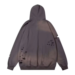 <b>Top</b> Stylish Look Best Selling <b>Men</b> Distressed Hoodie Long Sleeve <b>Thermal</b> High Quality <b>Men</b> Distressed hoodies with OEM ODM - Product Image 2