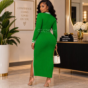 Cosh International Sorority Sisterhood <b>Long</b> Sleeve <b>Cardigan</b> Dress With Slit And <b>Button</b> Closure Full Length Casual Wear - Product Image 5