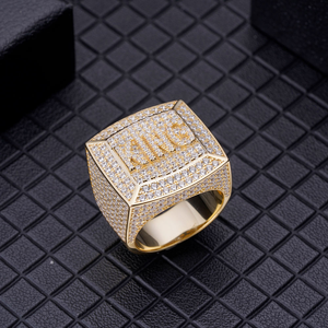 Bague King Letter en diamant de laboratoire, or 14 carats, style Hip Hop, bijou de luxe serti de diamants - Product Image 4