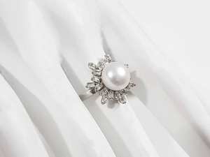 Freshwater Pearl <b>Ring</b> With White Topaz 925 Sterling <b>Silver</b> Handmade Natural Gemstone Jewelry Elegant Gift For Women - Product Image 2