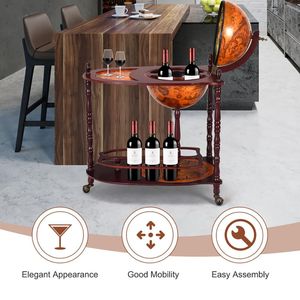 Carrello Bar Vintage con Ruote e Ripiano Extra, Stile Globo, Arredamento per Bar - Product Image 6