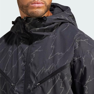 Men's Hooded Windproof <b>Jacket</b> With Lightning Print Sporty Style Polyester Shell Regular Length Spring Wear - Product Image 5