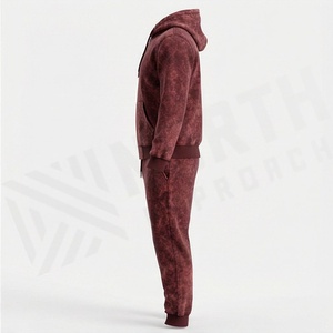 New Arrivals Men's Casual Sweatpants Sweatshirt Set Acid Wash Crew Neck Pullover Streetwear <b>Distressed</b> Tracksuit Active - Product Image 3