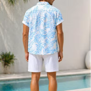 Men's Casual Beech Wear Summer Shirt 300 Grams Breathable Quick Dry Eco-Friendly Short Sleeve Floral Print Design 100% Polyest - Product Image 2