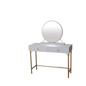 Table de toilette en bois massif élégante avec miroir, finition blanche de luxe, bois d'acajou, cadre de coiffeuse pour la décoration de la maison - Product Image 5