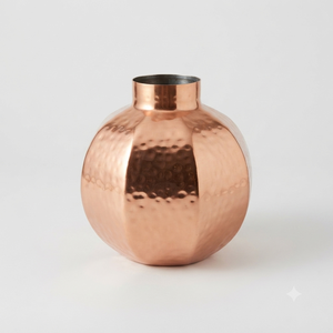 Jarrón de Metal de Cobre Corto Hecho a Mano, Florero Facetado, Maceta con Cuello, Centro de Mesa de Lujo para Decoración de Hogar, Hotel, Sala de Estar, Urna - Product Image 3