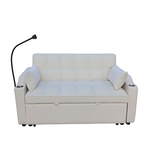Divano Letto Futon Moderno in Velluto con Schienale Reclinabile Regolabile e Cuscino, Piccolo Divanetto Lounge con Letto Estraibile - Product Image 4