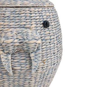 Handwoven Water Hyacinth Walrus <b>Basket</b> <b>with</b> <b>Lid</b> Woven Grey Sea Animal Toy Storage Organizer Bin Kids Playroom Hamper - Product Image 3