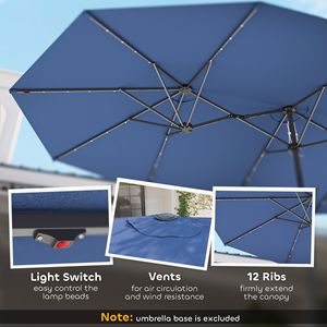 Ombrellone Solare a LED per Patio con Doppia Illuminazione per Uso Esterno - Product Image 5