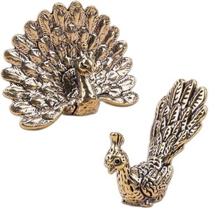 Figura de Pavo Real de Latón Dorado, Escultura Decorativa para Mesa, Adorno para el Hogar, Estatua de Ave Nacional, Pieza Decorativa con Acabado Antiguo - Product Image 3