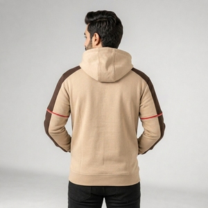 Sweat-shirt à capuche zippé pour homme, tissu en mélange de coton et de polyester, fermeture éclair intégrale, texture douce, coupe confortable, léger, décontracté - Product Image 2