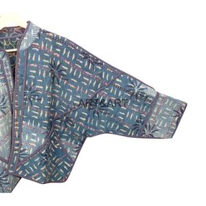 เสื้อแจ็คเก็ตผ้าฝ้ายทำมือ 100% จากอินเดีย ยี่ห้อ WOODEN BLOCK CRAFT  แบบ Kantha  รักษ์โลก ระบายอากาศได้ดี แห้งเร็ว คอจีน สำหรับผู้หญิง - Product Image 3