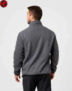 Veste polaire homme gris foncé à fermeture éclair intégrale, col montant, décontractée, pour l'automne, en polyester respirant, coupe classique - Product Image 4