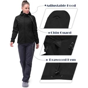 Chaqueta cortavientos Softshell con capucha para mujer bordada personalizada, diseño ligero para uso activo y diario - Product Image 3