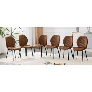Set di 4 Sedie da Pranzo di Lusso Moderne in Tessuto Tecnologico Trapuntato Marrone con Gambe in Metallo Nero per Casa e Ristoranti - Product Image 5